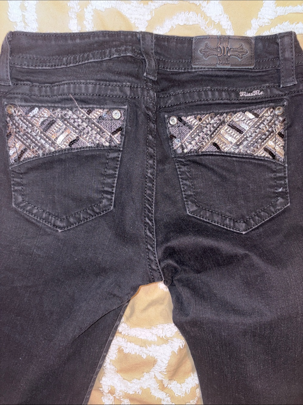 Miss Me Black Embellished Back-Pocket Skinny Jeans Y2K
